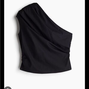 H&M Black One Shoulder Crop Top